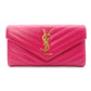 SAINT LAURENT Cassandra Long Wallet, Leather, Pink, Women's, YSL, Gold Hardware