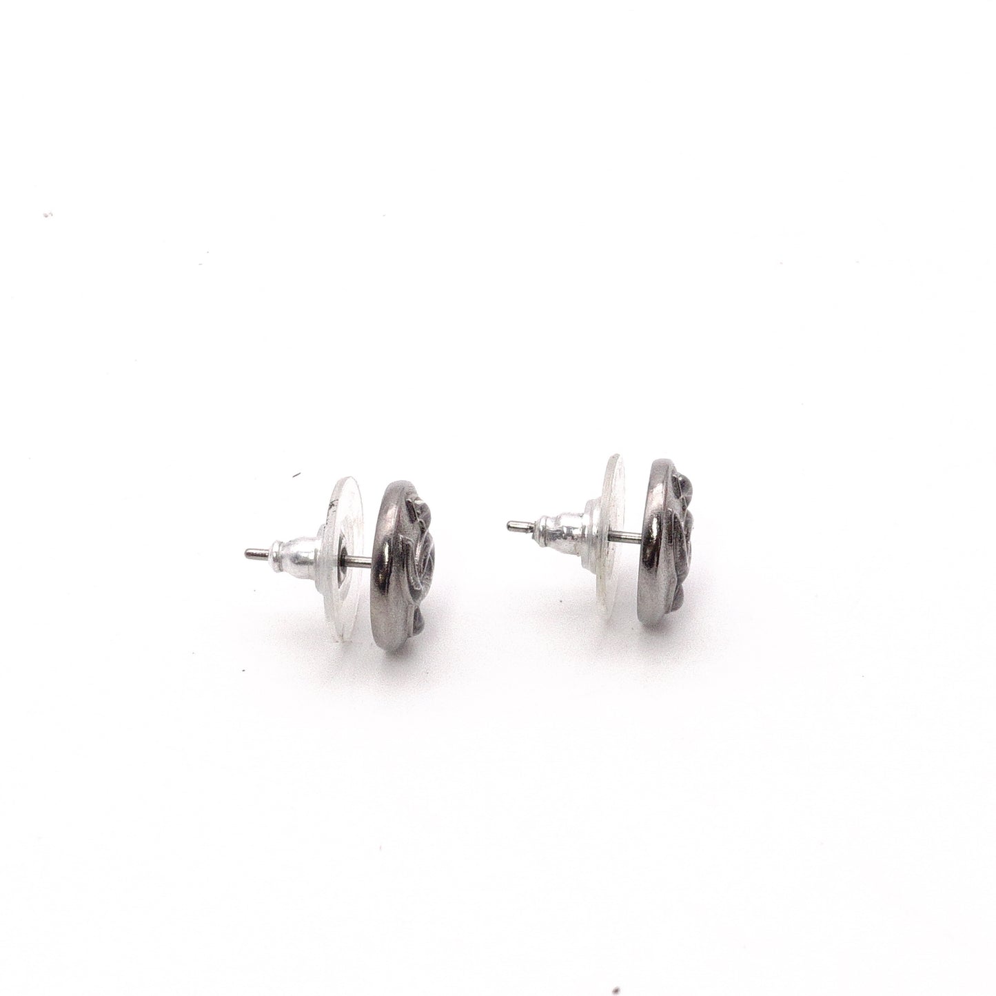 CHANEL Earrings, Metal, Gunmetal, Women's, Silver, CC Logo, Coco Logo