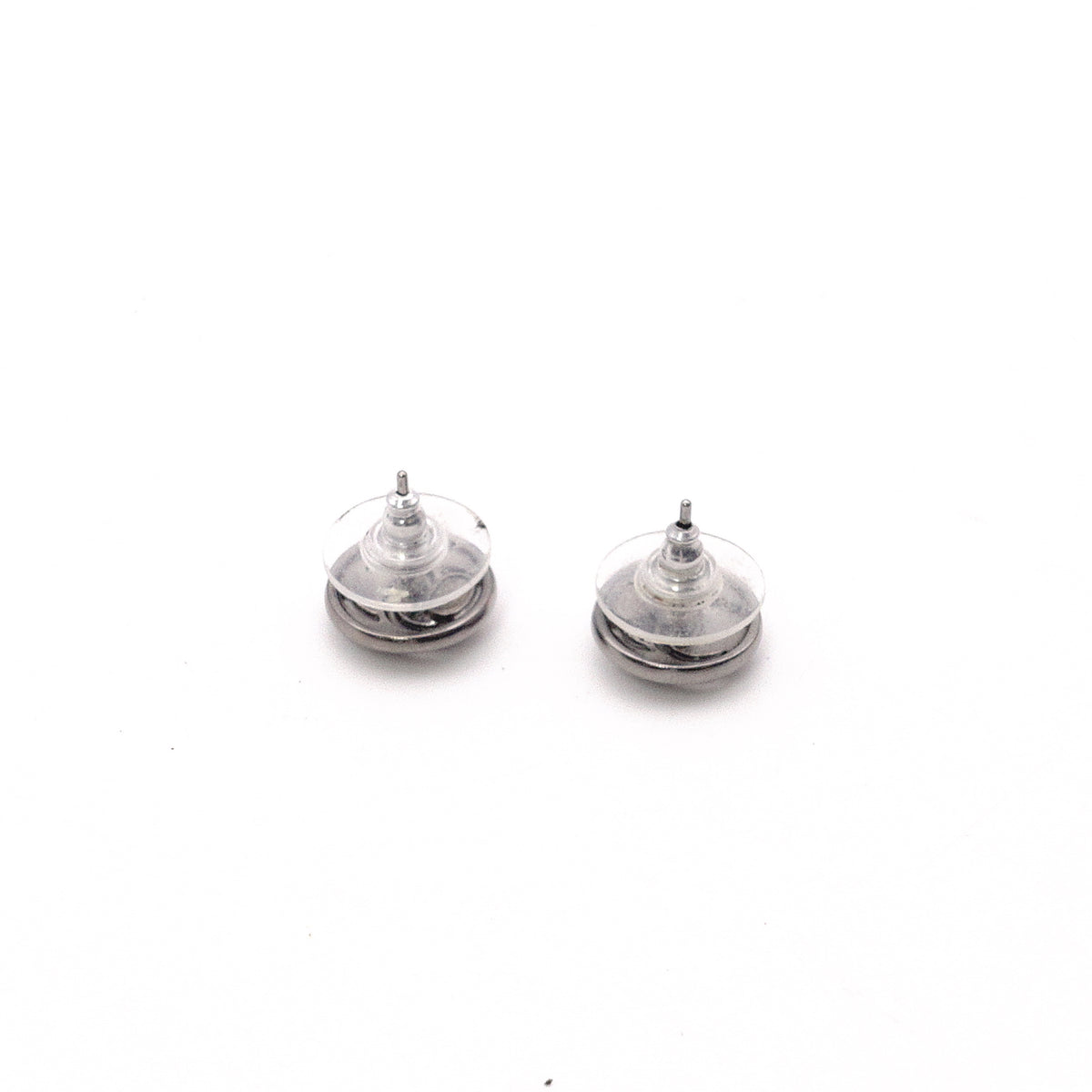 CHANEL Earrings, Metal, Gunmetal, Women's, Silver, CC Logo, Coco Logo