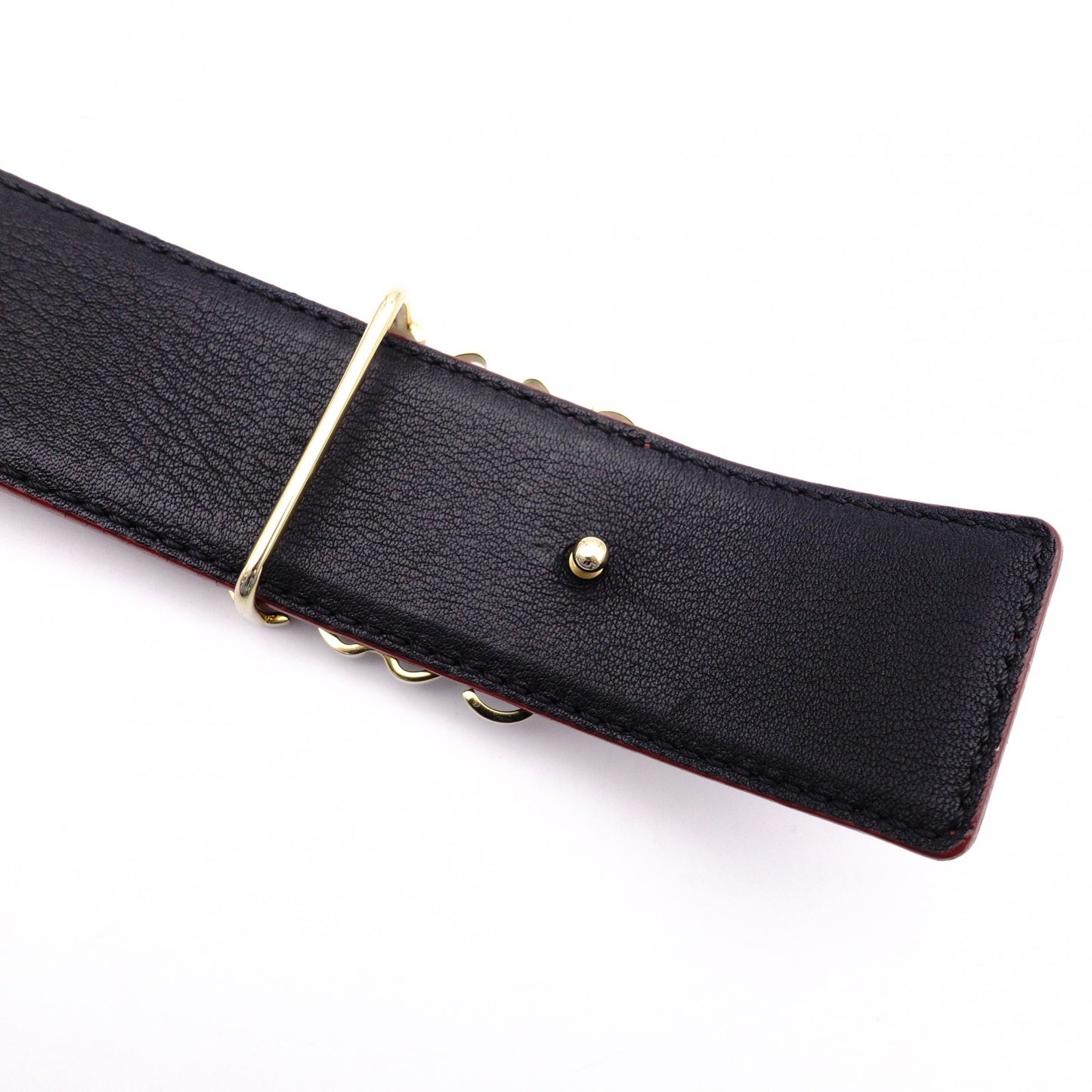 LOEWE Reversible Anagram Belt, Leather, Red, Gold Hardware
