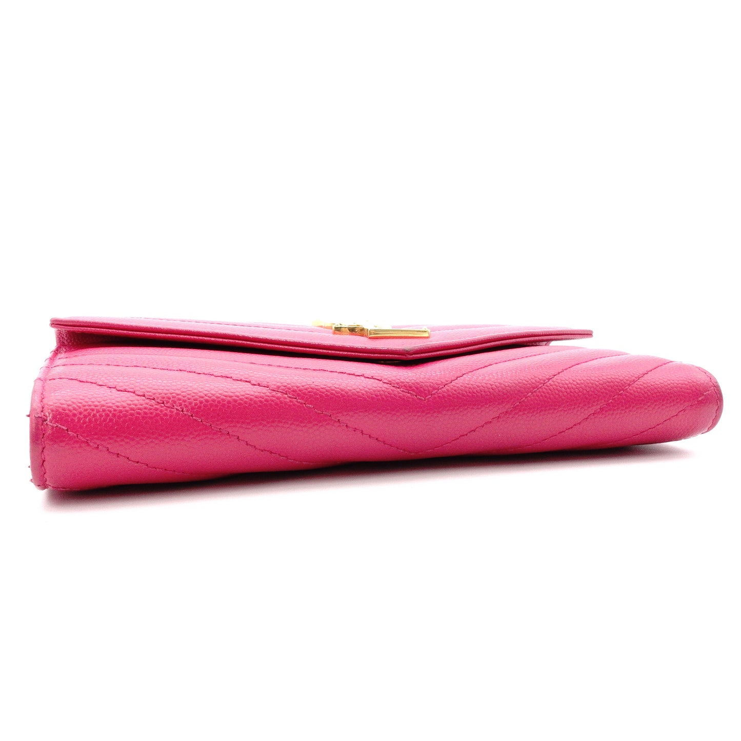 SAINT LAURENT Cassandra Long Wallet, Leather, Pink, Women's, YSL, Gold Hardware