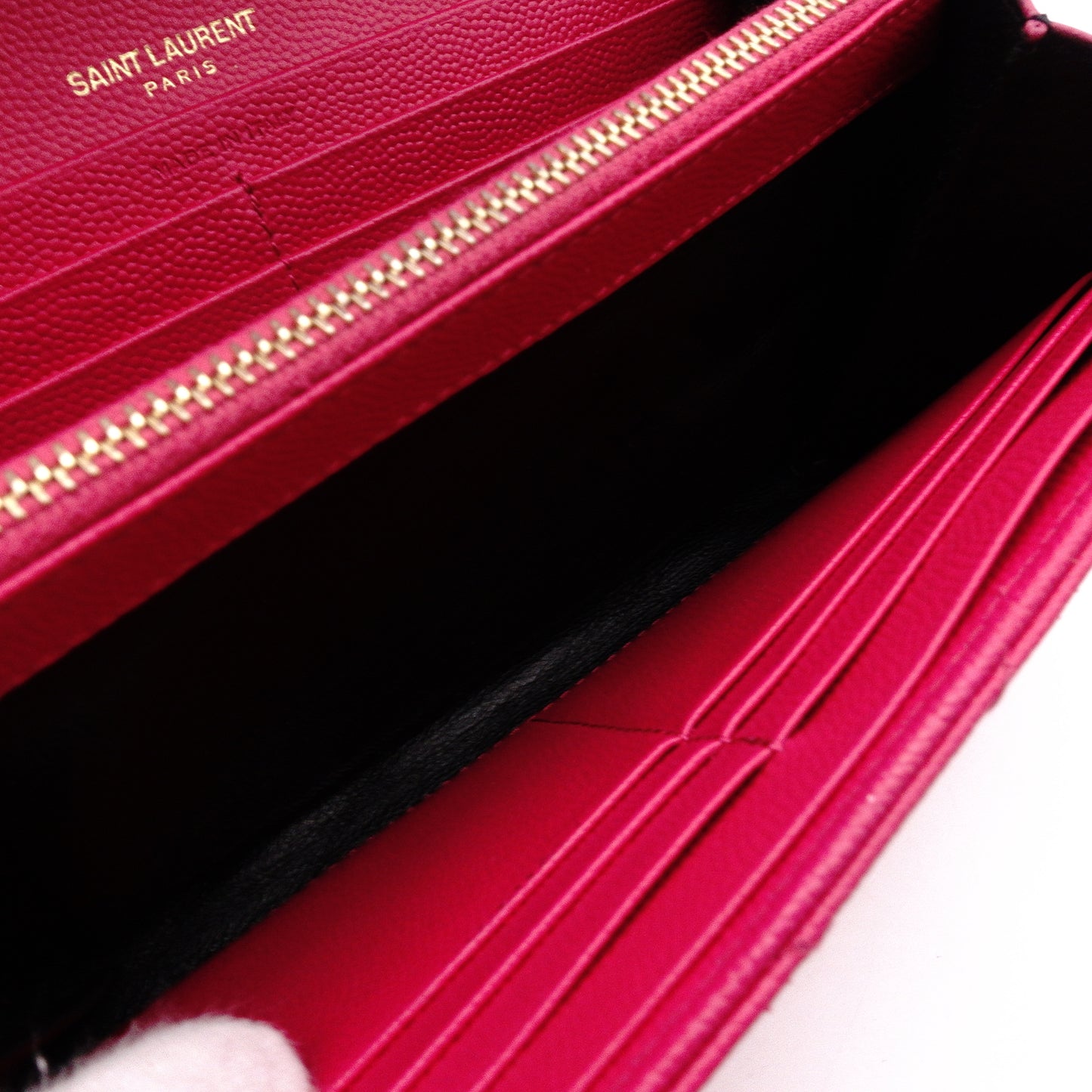 SAINT LAURENT Cassandra Long Wallet, Leather, Pink, Women's, YSL, Gold Hardware