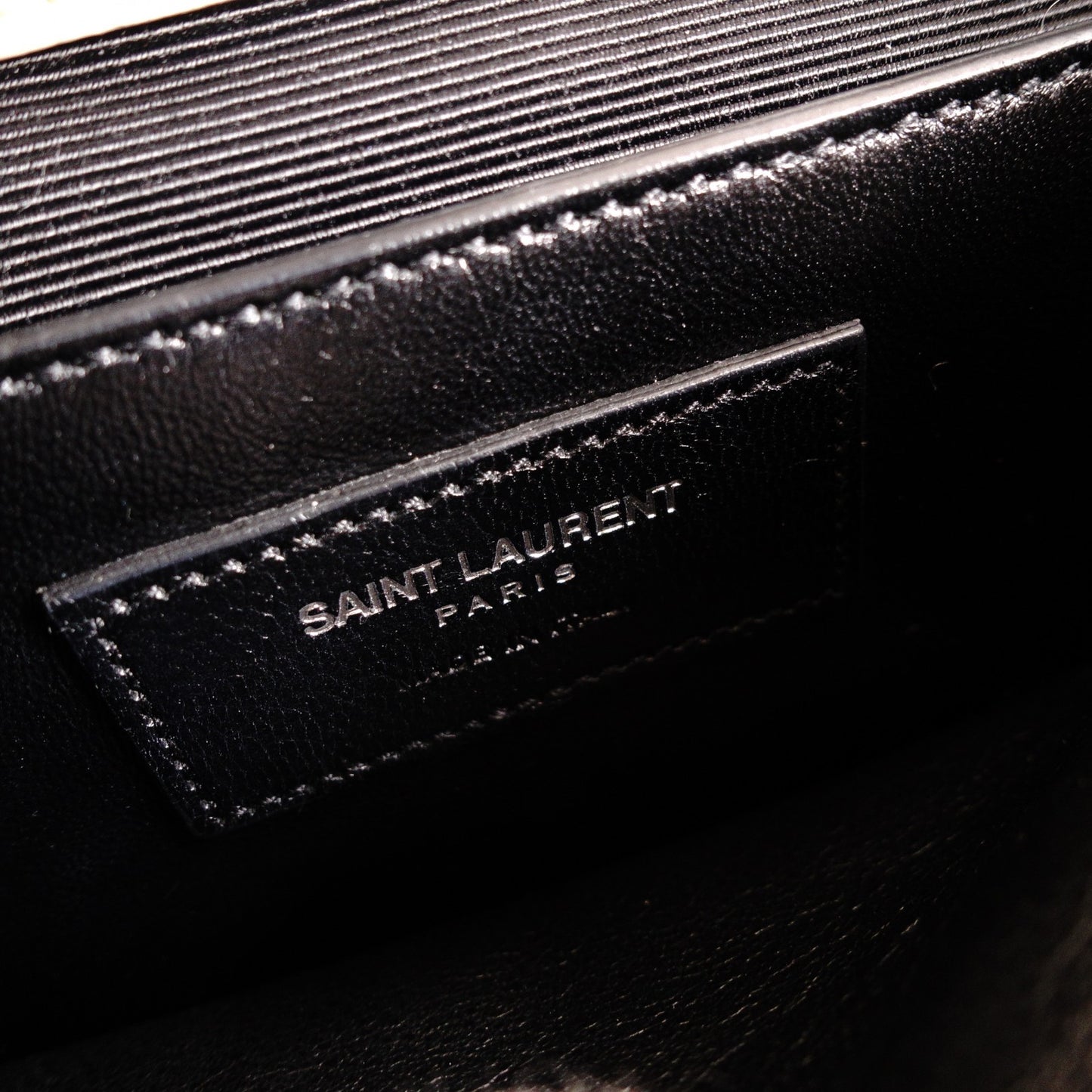 SAINT LAURENT College Handbag, Leather, Beige, 2-Way, Silver Hardware, Crossbody