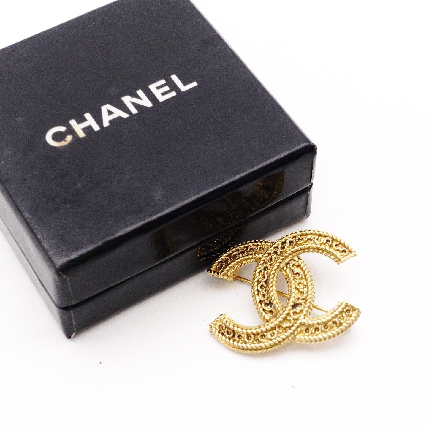 CHANEL Vintage Brooch, Metal, Gold, Women's, CC Logo
