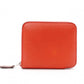 HERMES Silk-In Compact Coin Case, Leather, Red, Silver Hardware