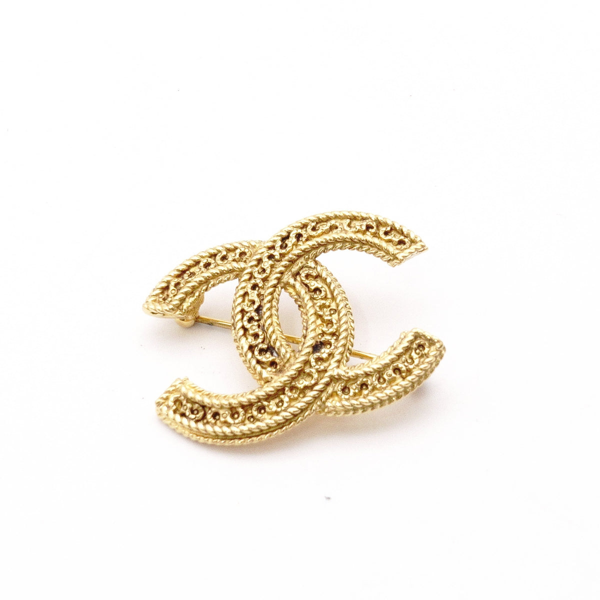 CHANEL Vintage Brooch, Metal, Gold, Women's, CC Logo