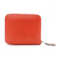 HERMES Silk-In Compact Coin Case, Leather, Red, Silver Hardware