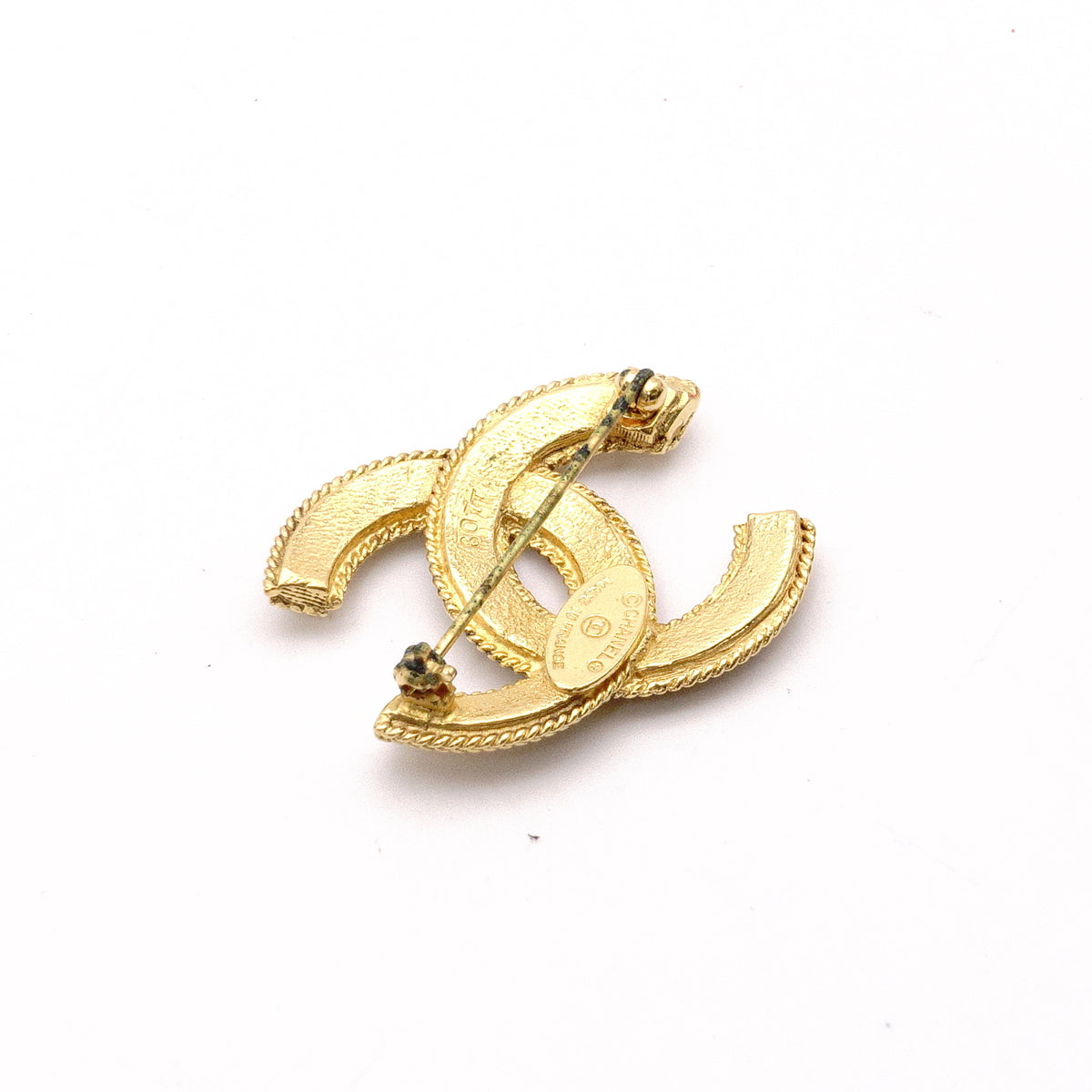 CHANEL Vintage Brooch, Metal, Gold, Women's, CC Logo