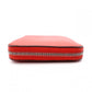 HERMES Silk-In Compact Coin Case, Leather, Red, Silver Hardware
