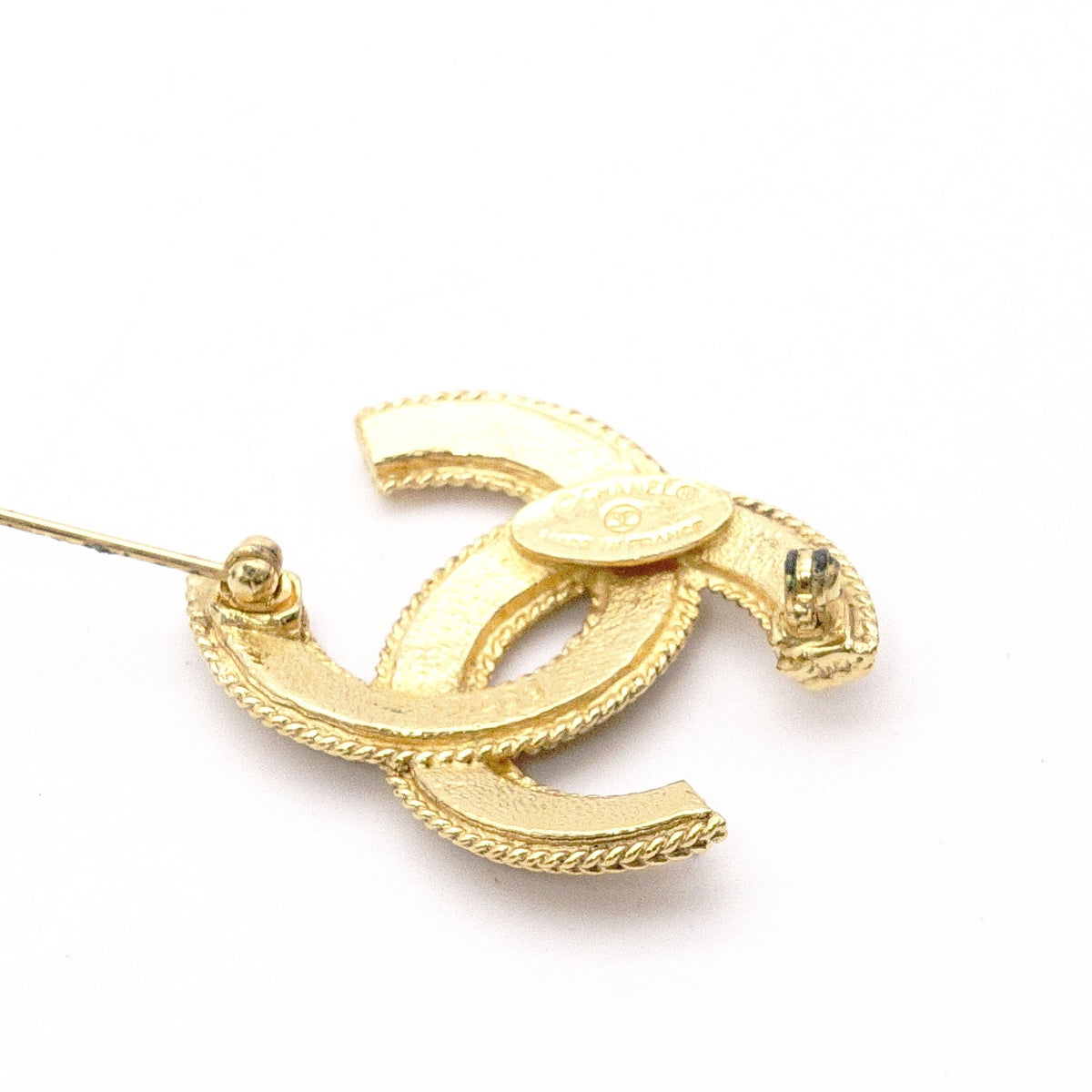 CHANEL Vintage Brooch, Metal, Gold, Women's, CC Logo