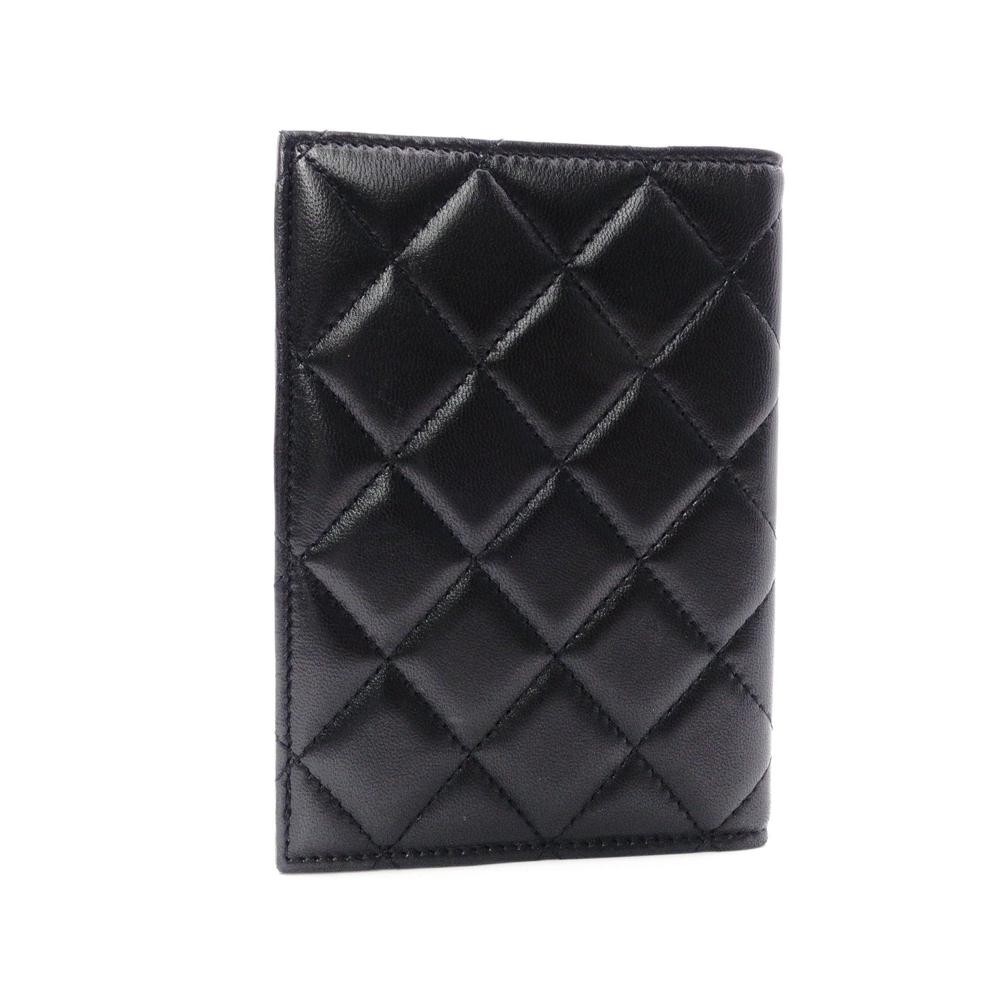CHANEL Lambskin Notebook Cover, Leather, Black, Women's, CC Logo, Silver Hardware, Black