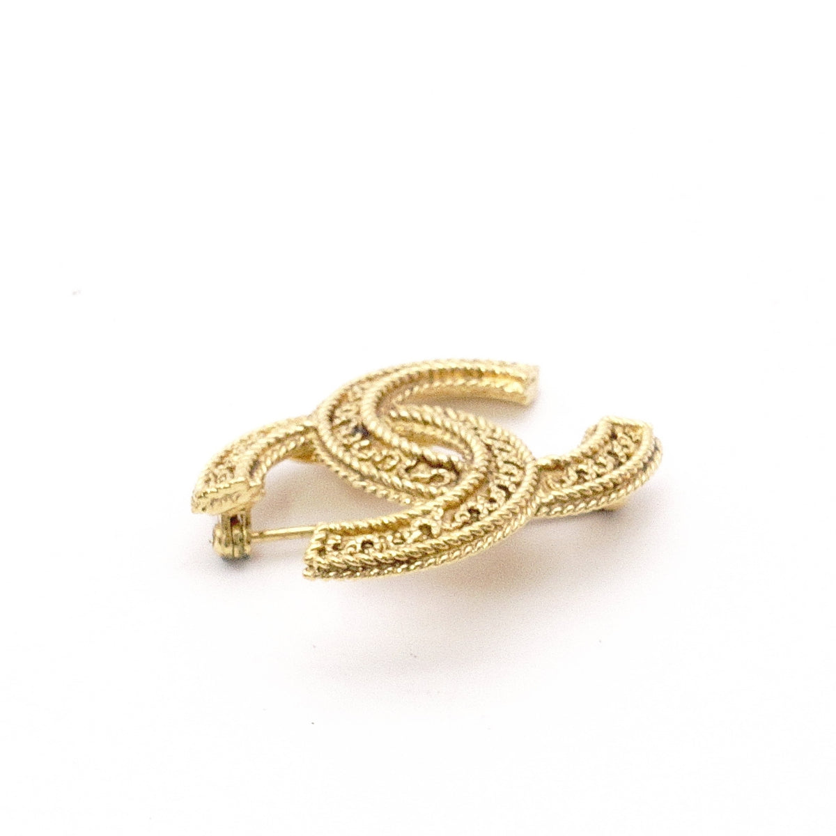 CHANEL Vintage Brooch, Metal, Gold, Women's, CC Logo