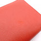 HERMES Silk-In Compact Coin Case, Leather, Red, Silver Hardware