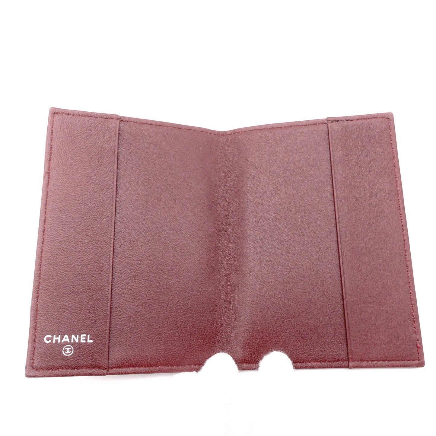 CHANEL Lambskin Notebook Cover, Leather, Black, Women's, CC Logo, Silver Hardware, Black