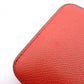HERMES Silk-In Compact Coin Case, Leather, Red, Silver Hardware