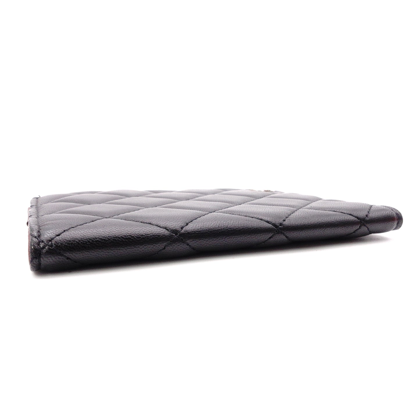 CHANEL Lambskin Notebook Cover, Leather, Black, Women's, CC Logo, Silver Hardware, Black