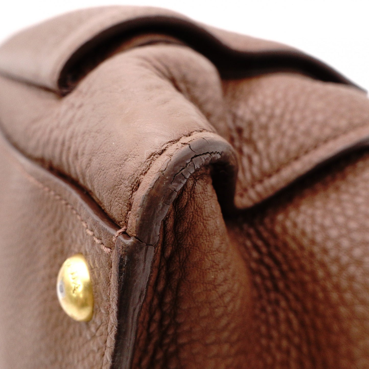 PRADA Vittello Dino Handbag, Leather, Brown, 2-Way Crossbody