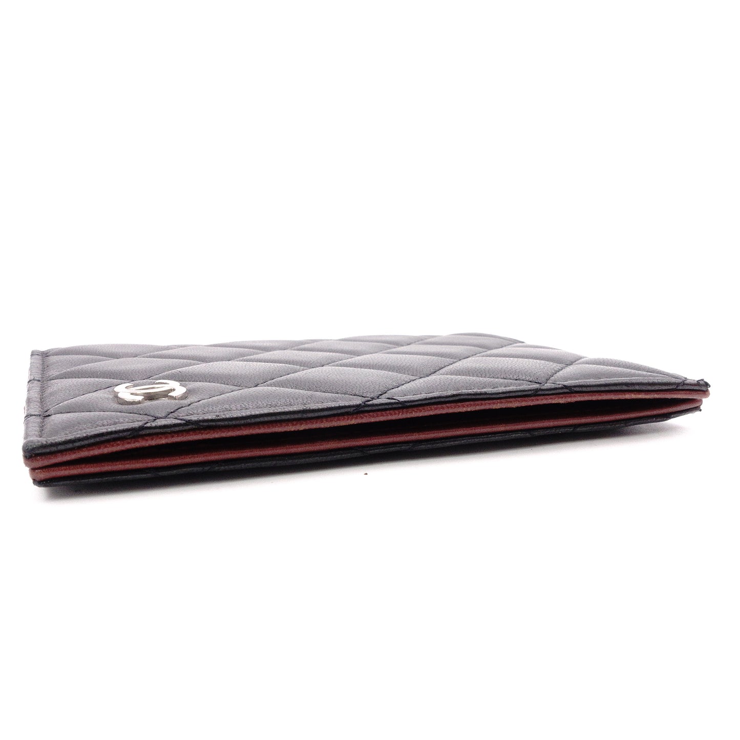 CHANEL Lambskin Notebook Cover, Leather, Black, Women's, CC Logo, Silver Hardware, Black