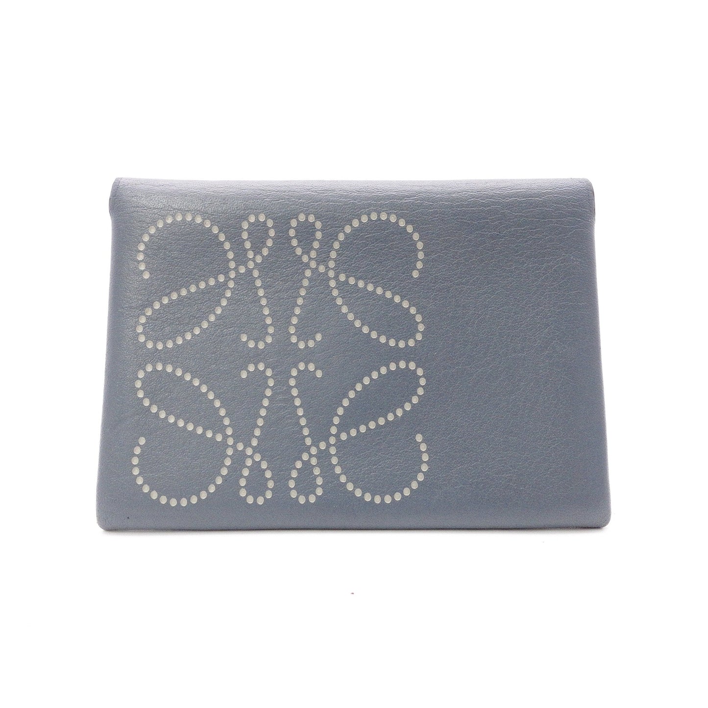 LOEWE Anagram Card Case, Leather, Blue, Women's, Logo, Business Card Holder