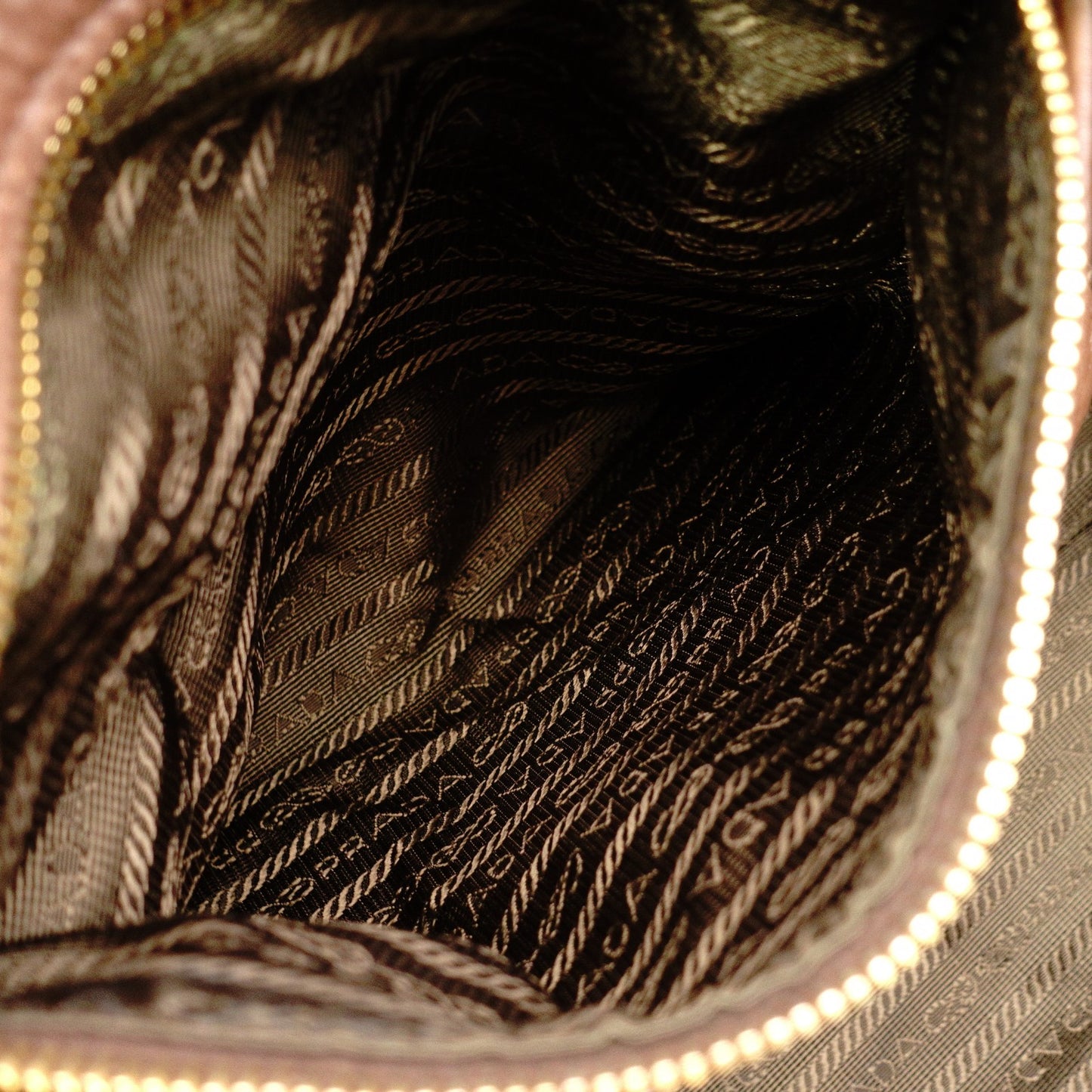 PRADA Vittello Dino Handbag, Leather, Brown, 2-Way Crossbody