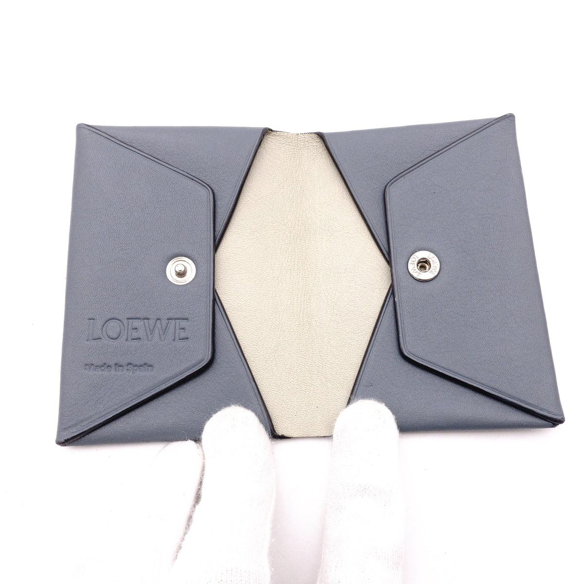 LOEWE Anagram Card Case, Leather, Blue, Women's, Logo, Business Card Holder