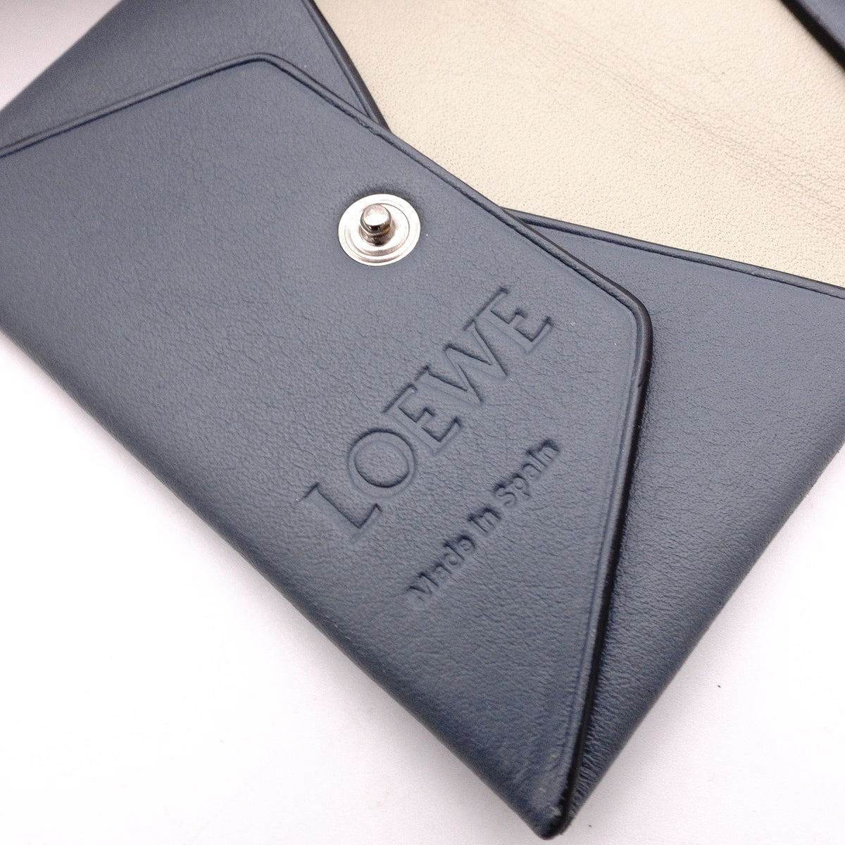LOEWE Anagram Card Case, Leather, Blue, Women's, Logo, Business Card Holder