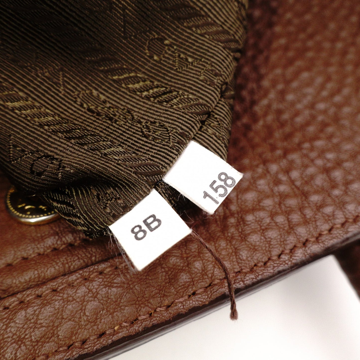 PRADA Vittello Dino Handbag, Leather, Brown, 2-Way Crossbody