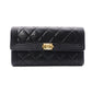CHANEL Lambskin Flap Long Wallet, Matelassé, Boy Chanel, Long Wallet, Leather, Black, Gold Hardware