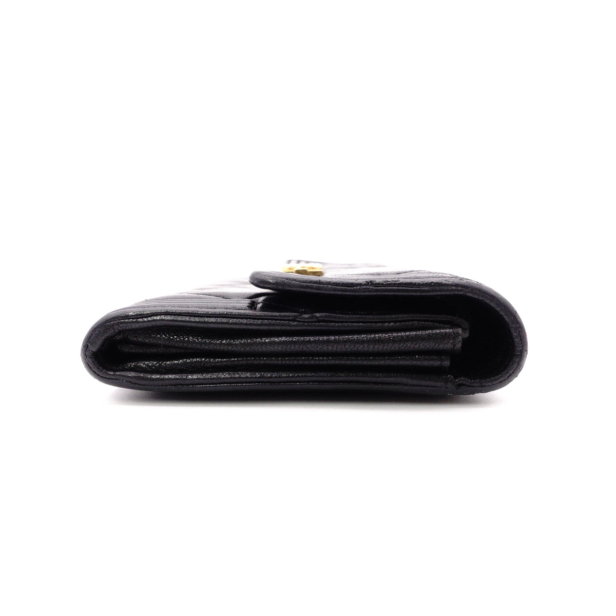 CHANEL Lambskin Flap Long Wallet, Matelassé, Boy Chanel, Long Wallet, Leather, Black, Gold Hardware