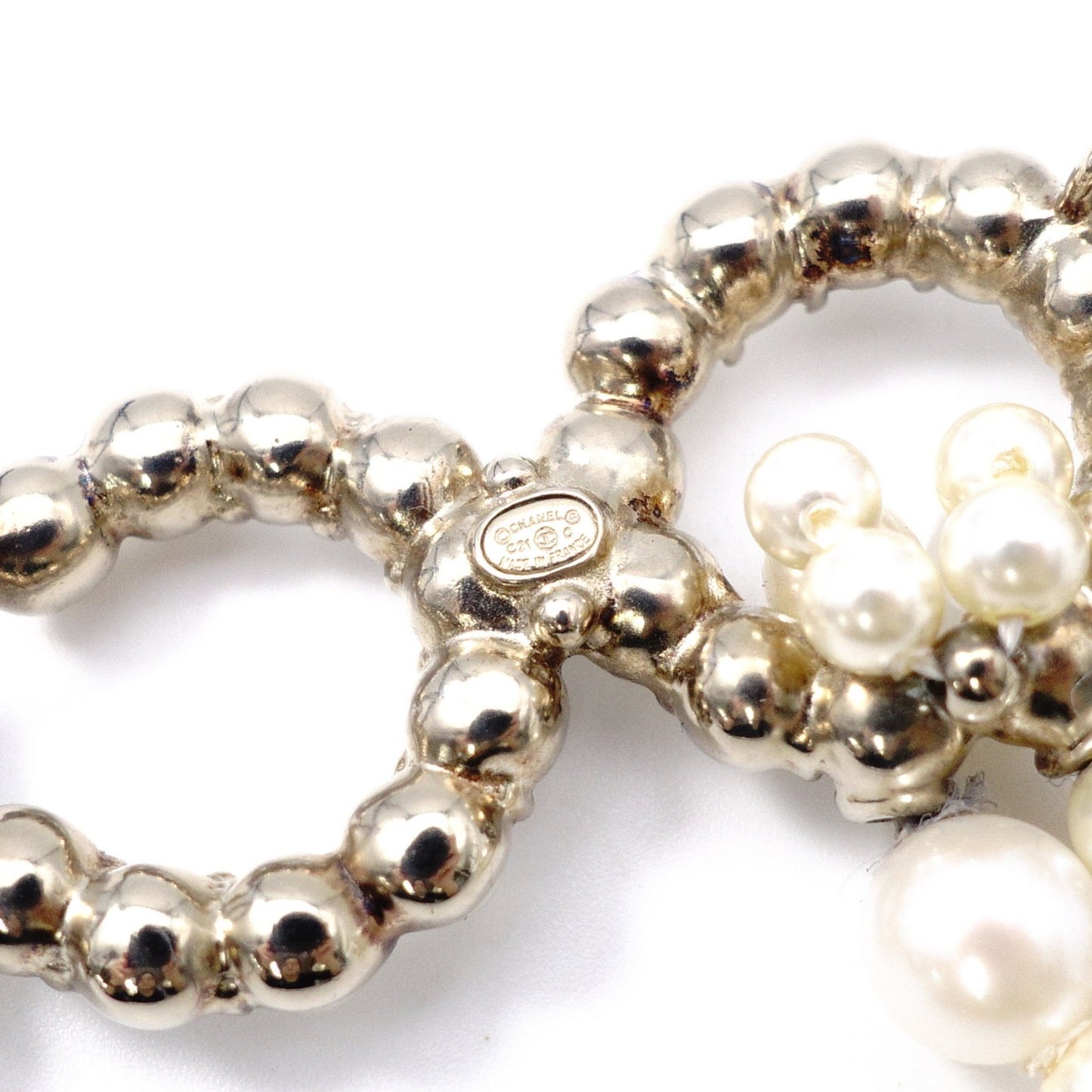 CHANEL Hair Accessory: Metal, Rhinestones, Faux Pearls, Gold Barrette