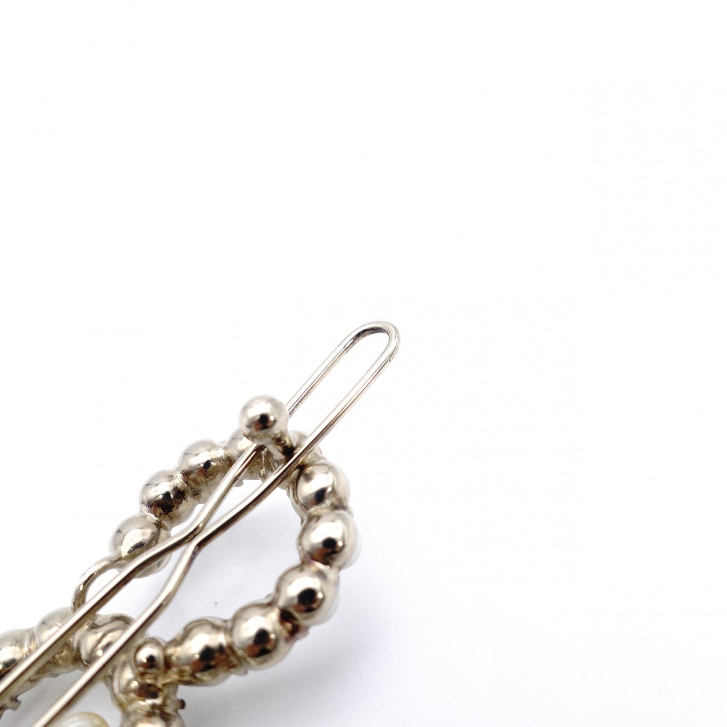 CHANEL Hair Accessory: Metal, Rhinestones, Faux Pearls, Gold Barrette