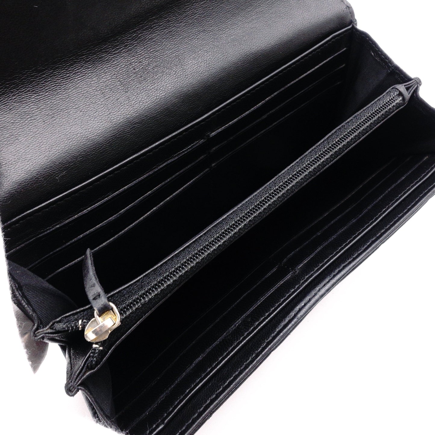 CHANEL Lambskin Flap Long Wallet, Matelassé, Boy Chanel, Long Wallet, Leather, Black, Gold Hardware
