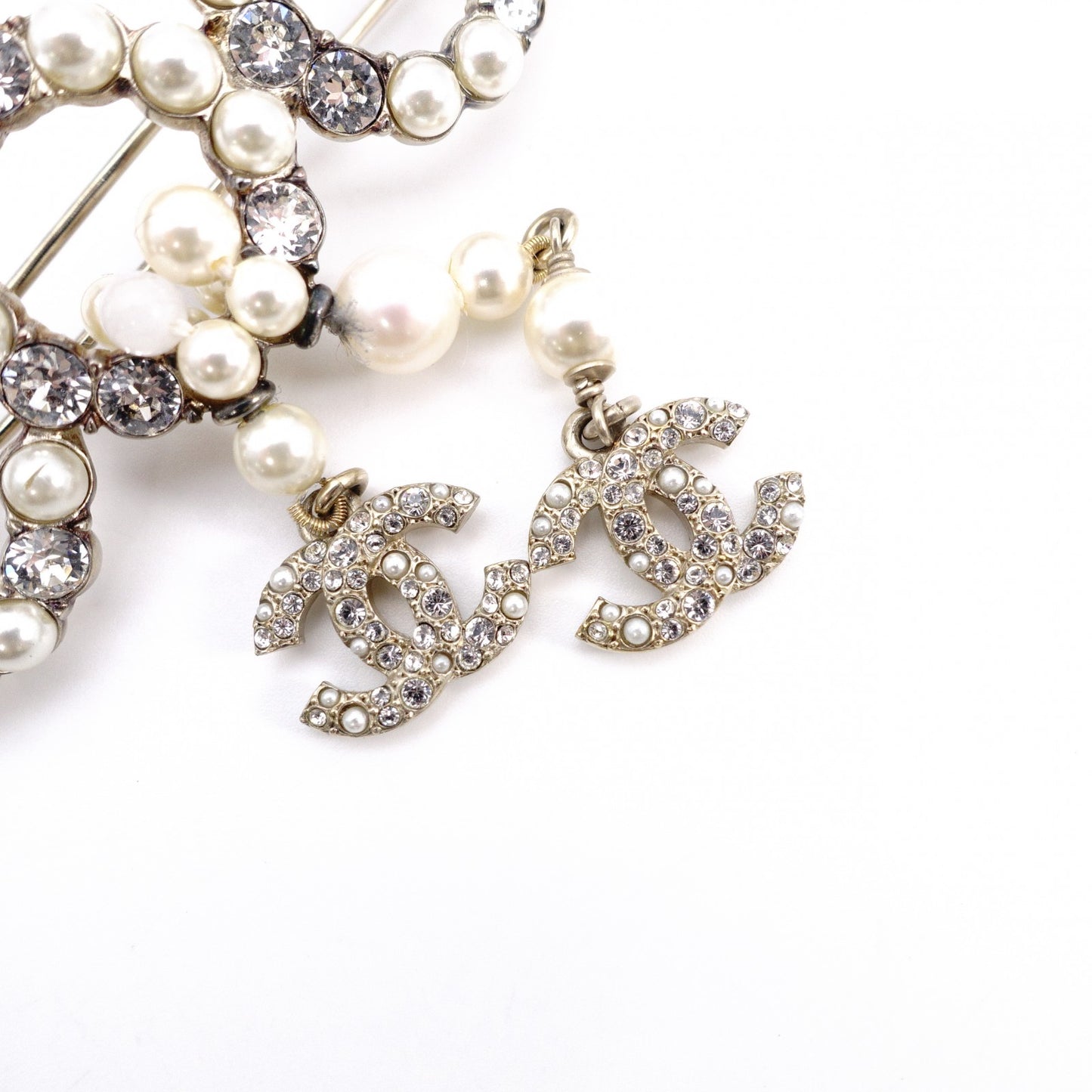 CHANEL Hair Accessory: Metal, Rhinestones, Faux Pearls, Gold Barrette