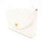 CHANEL Matelassé Lambskin Chain Shoulder Bag White Leather Crossbody Gold Hardware R801739