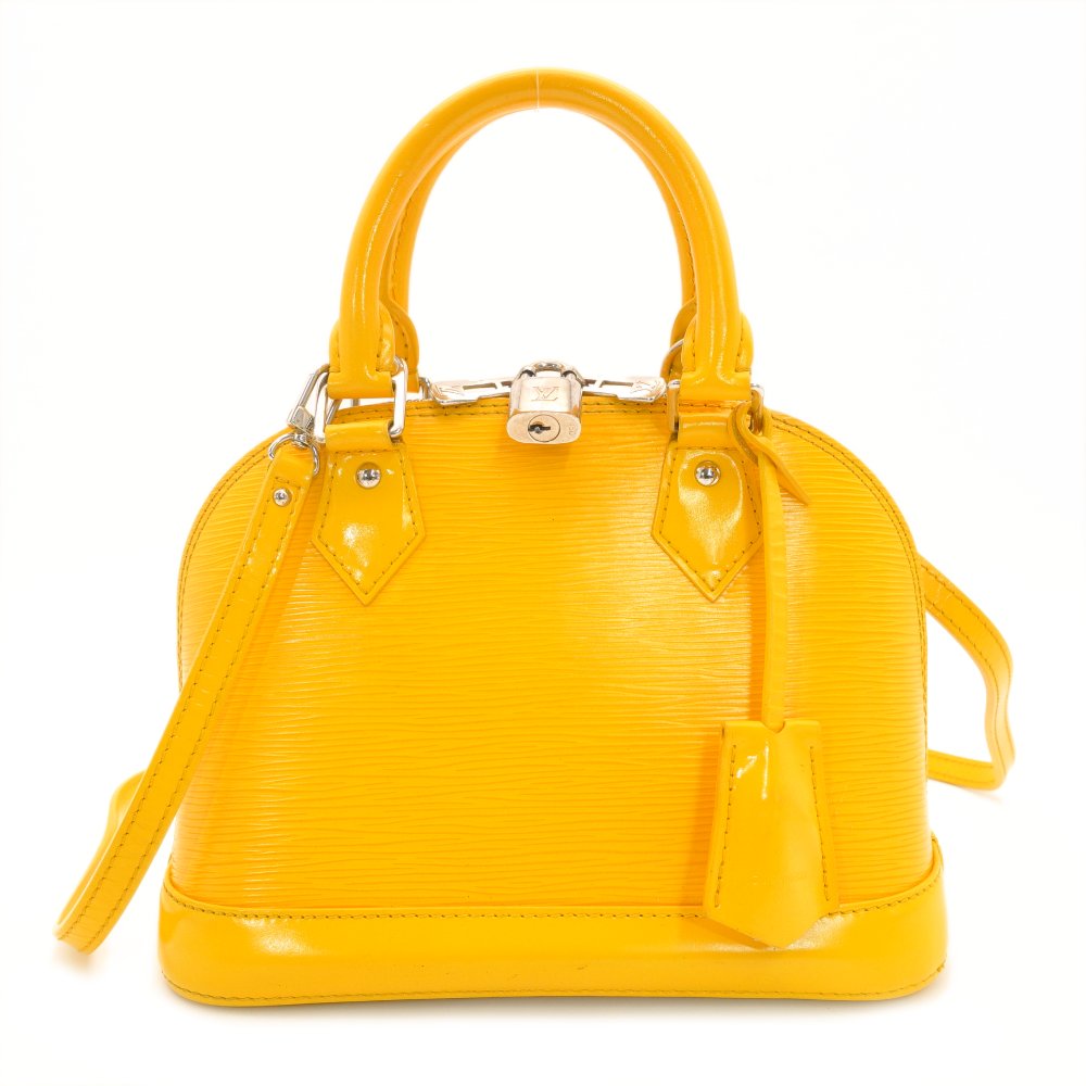 LOUIS VUITTON Epi Alma BB Handbag Yellow 2-Way Leather Crossbody Silver Hardware 7-8-652