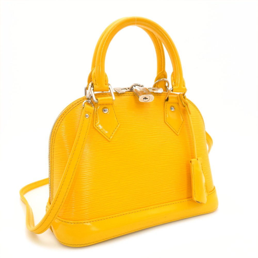 LOUIS VUITTON Epi Alma BB Handbag Yellow 2-Way Leather Crossbody Silver Hardware 7-8-652