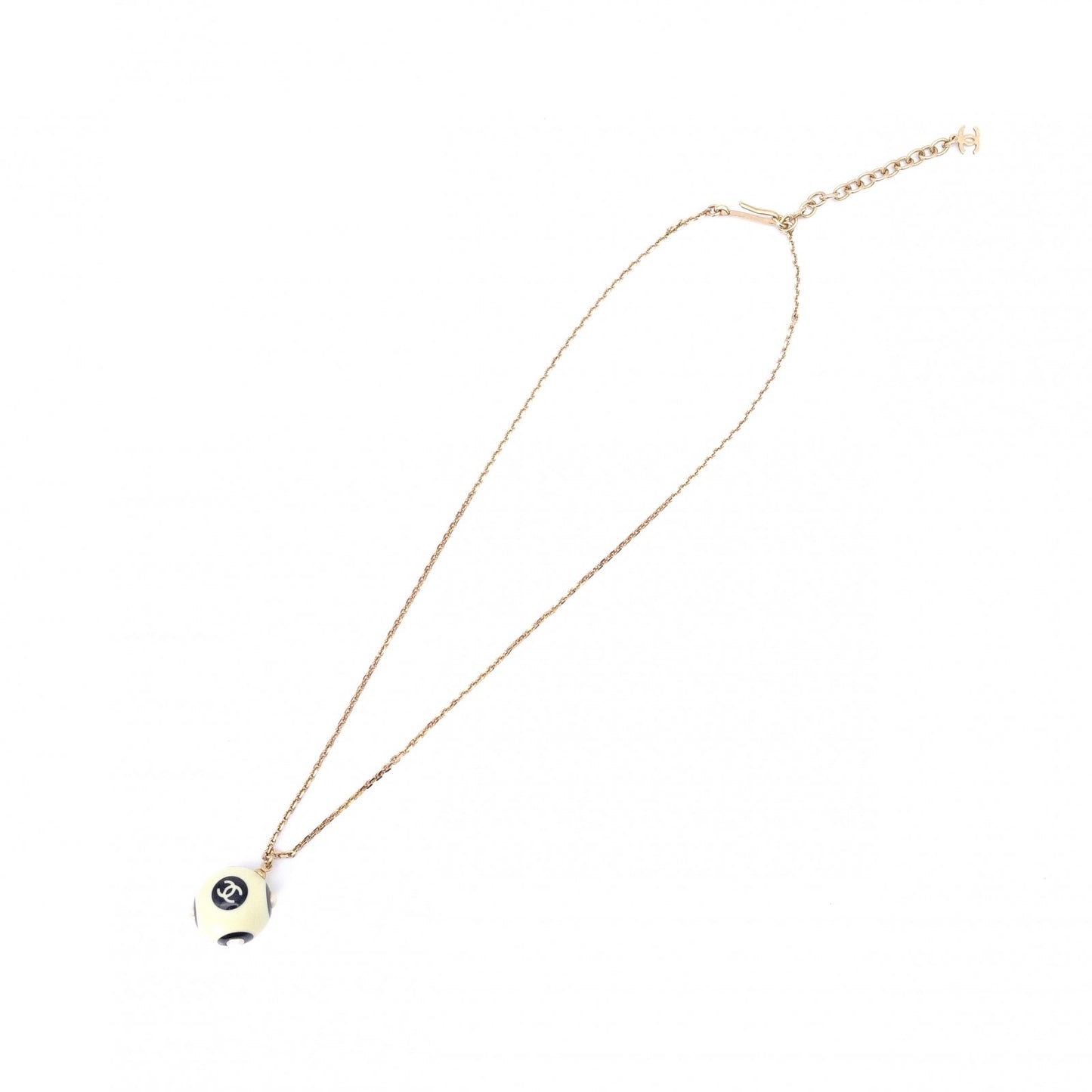CHANEL Necklace, Metal and Plastic, Gold Balls, CC Logo