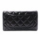 CHANEL Lambskin Flap Long Wallet, Matelassé Classic, Long Wallet, Leather, Black, Gold Hardware