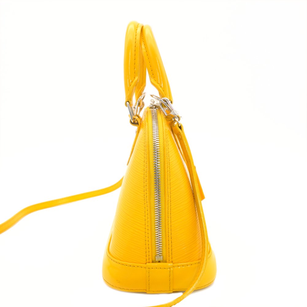 LOUIS VUITTON Epi Alma BB Handbag Yellow 2-Way Leather Crossbody Silver Hardware 7-8-652