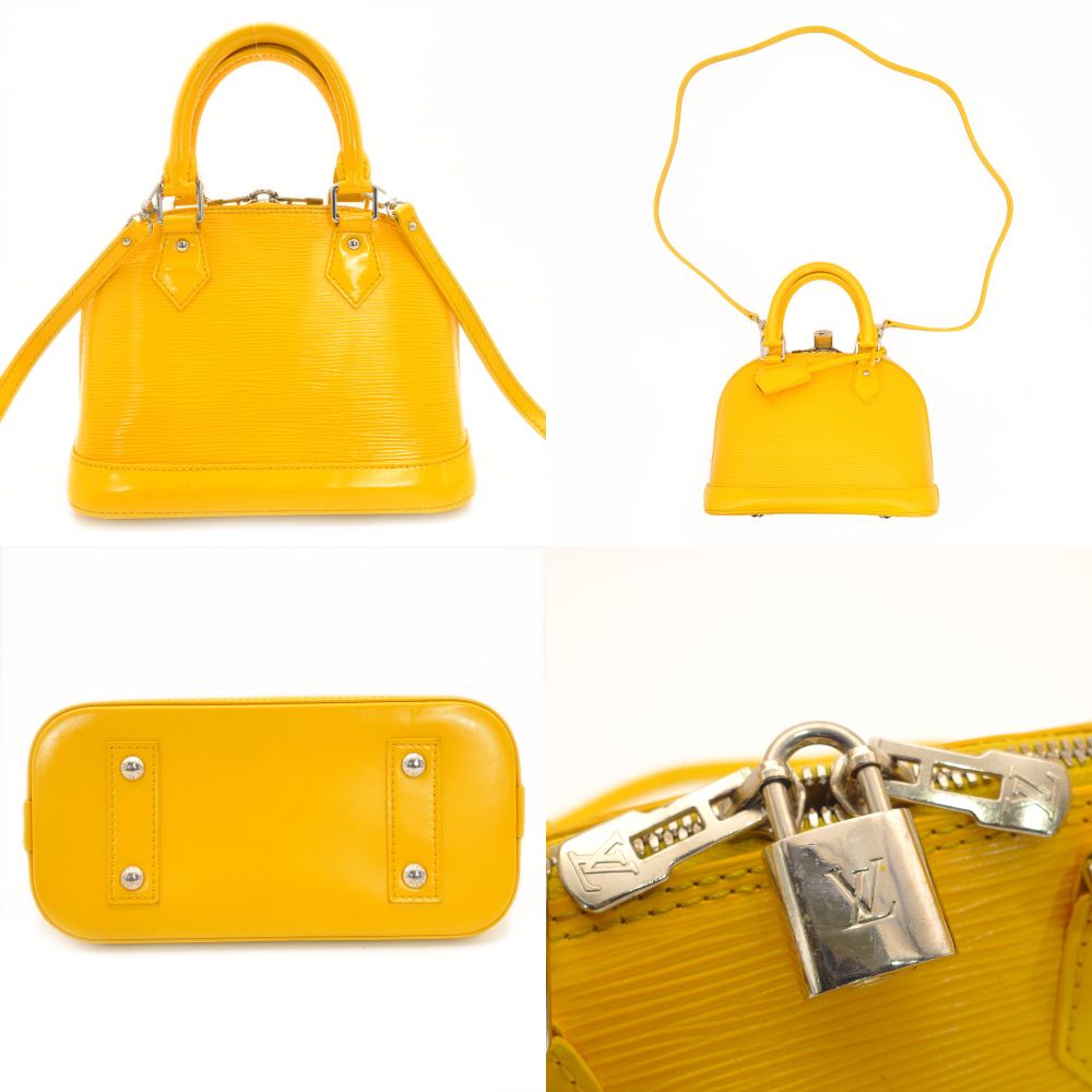 LOUIS VUITTON Epi Alma BB Handbag Yellow 2-Way Leather Crossbody Silver Hardware 7-8-652