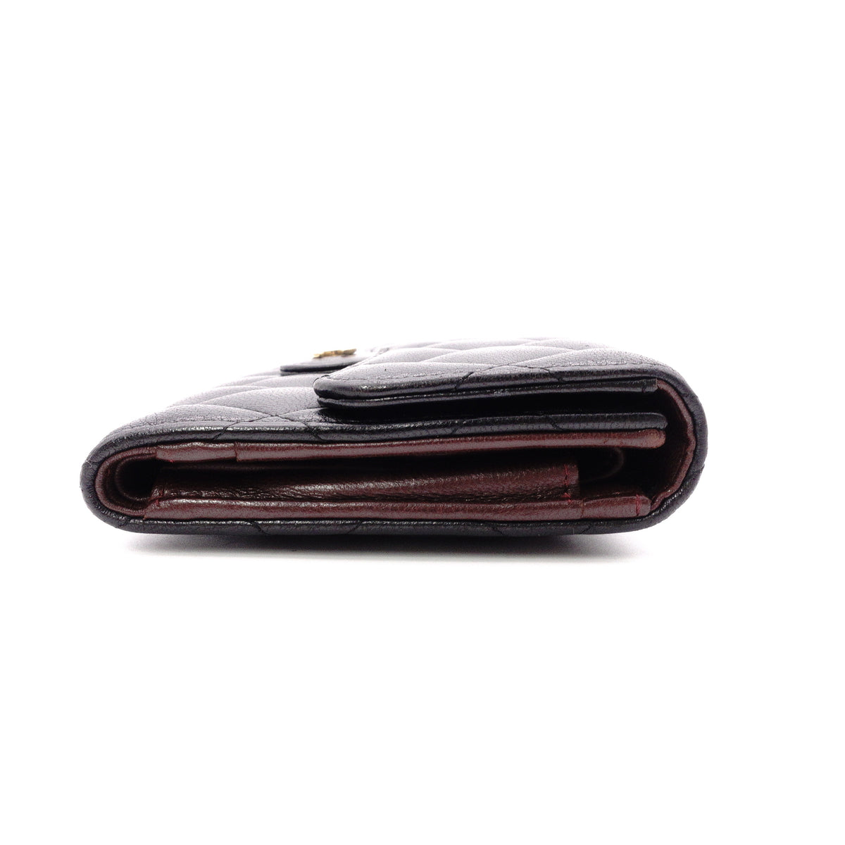 CHANEL Lambskin Flap Long Wallet, Matelassé Classic, Long Wallet, Leather, Black, Gold Hardware
