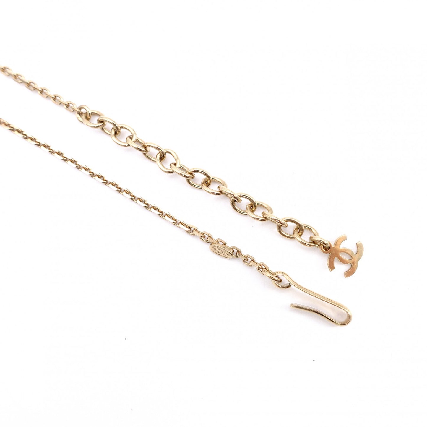 CHANEL Necklace, Metal and Plastic, Gold Balls, CC Logo