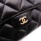 CHANEL Lambskin Flap Long Wallet, Matelassé Classic, Long Wallet, Leather, Black, Gold Hardware