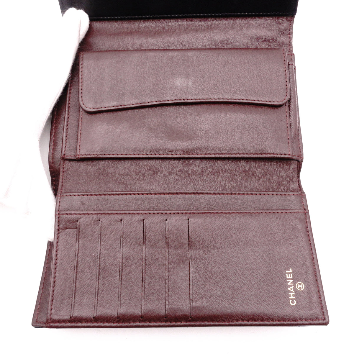 CHANEL Lambskin Flap Long Wallet, Matelassé Classic, Long Wallet, Leather, Black, Gold Hardware
