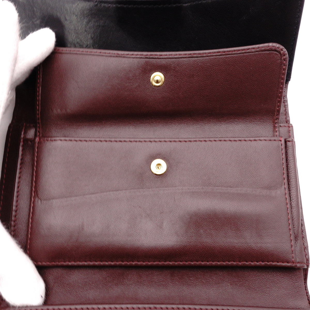 CHANEL Lambskin Flap Long Wallet, Matelassé Classic, Long Wallet, Leather, Black, Gold Hardware
