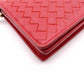 Bottega Veneta Intrecciato Shoulder Bag, Leather, Red, Women's, Wallet Chain, Red