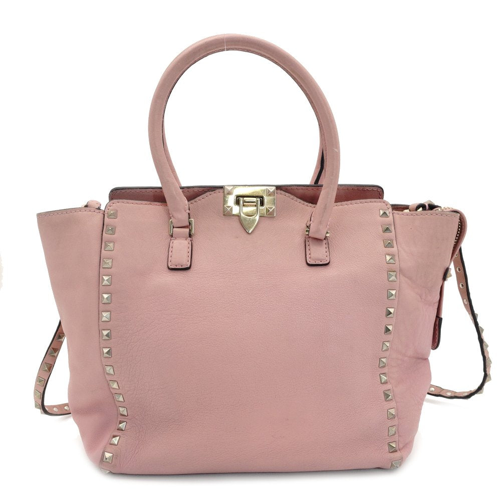 Valentino Garavani Stud Handbag Pink 2Way Leather Crossbody 7-9-634