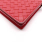 Bottega Veneta Intrecciato Shoulder Bag, Leather, Red, Women's, Wallet Chain, Red