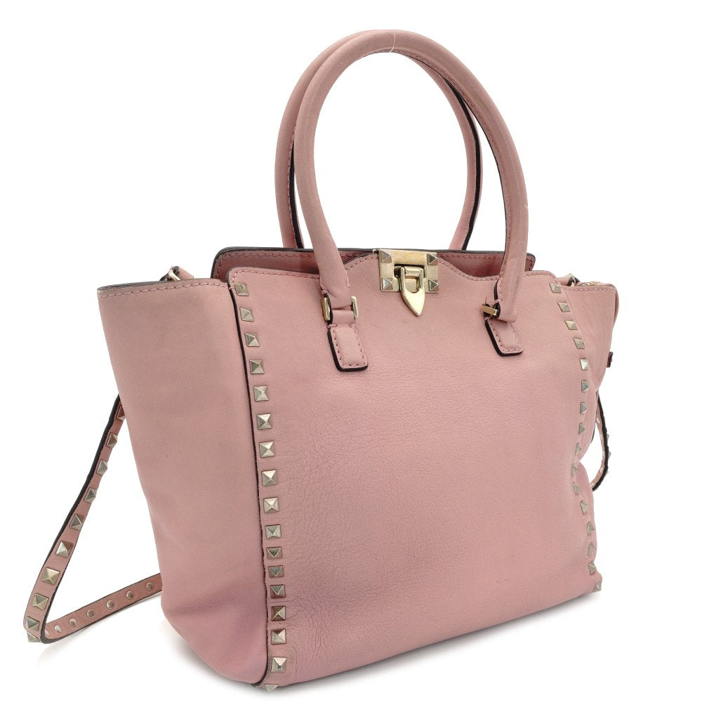 Valentino Garavani Stud Handbag Pink 2Way Leather Crossbody 7-9-634
