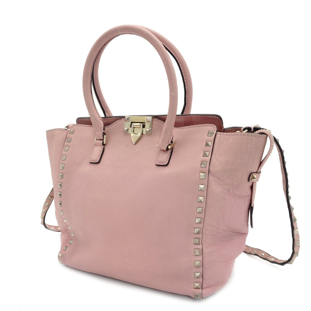 Valentino Garavani Stud Handbag Pink 2Way Leather Crossbody 7-9-634